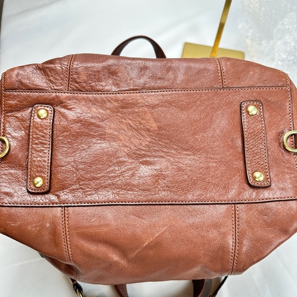 Coach Brown/Rust Leather Satchel/Shoulder Bag with Gold Accents (3 Hang Tags) - Picture 13 of 15